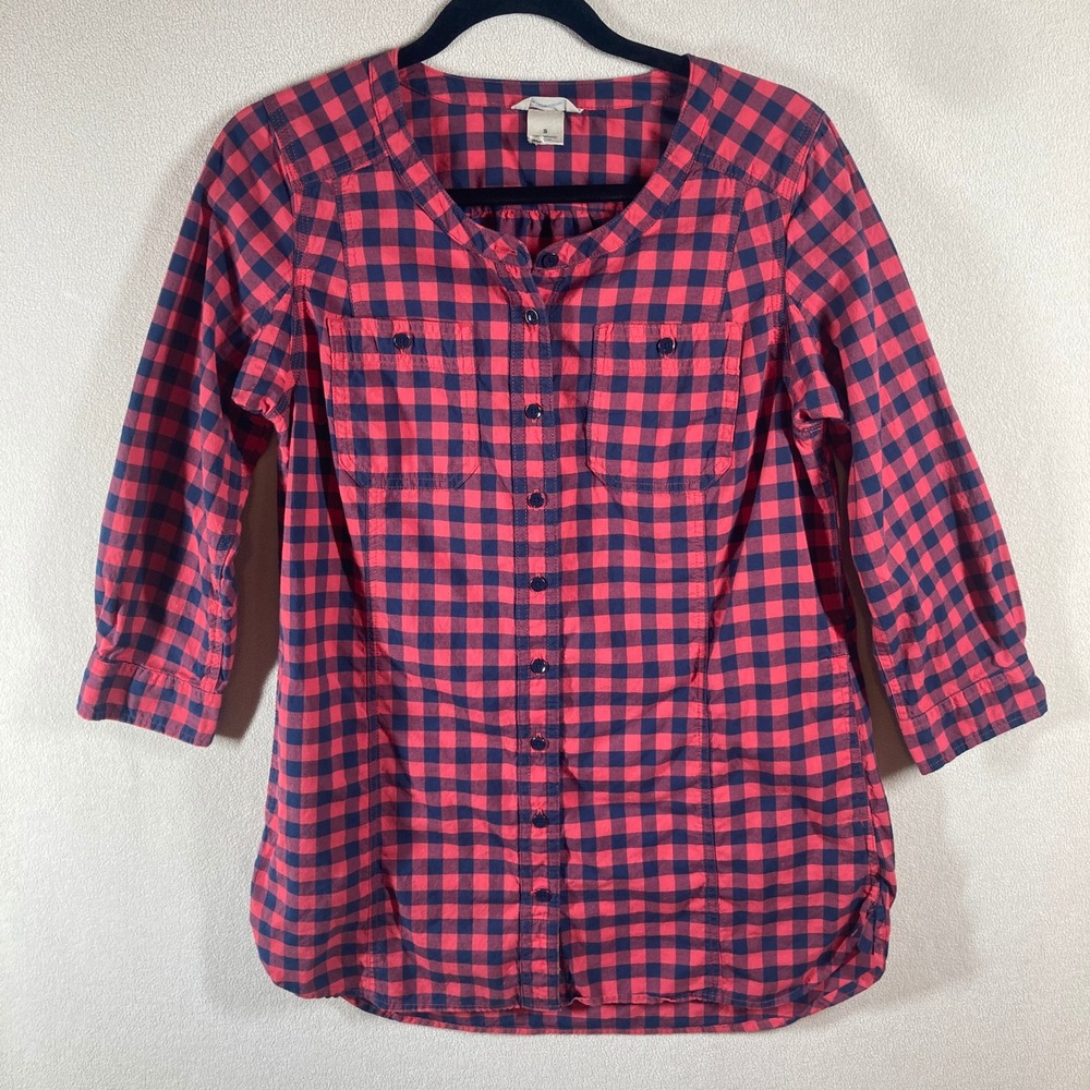 Duluth Trading Co Women's Red Buffalo Check Tunic Top Sz Small Country